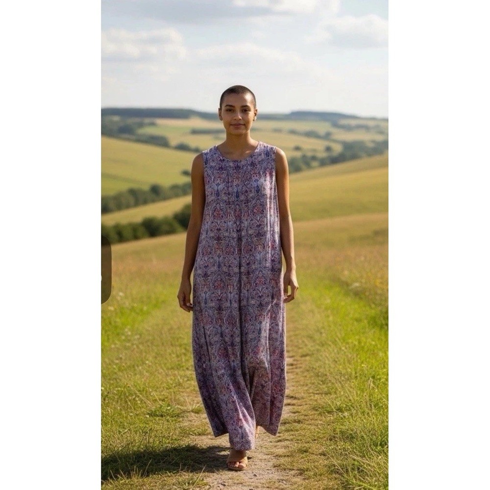 NWT J Jill Womens Sleeveless Maxi Dress XL Washable Pleat Casual